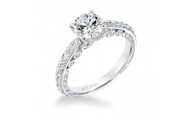 Artcarved Bridal Mounted with CZ Center Vintage Filigree Diamond Engagement Ring Anwen 14K White Gold - 31-V690ERW-E.00