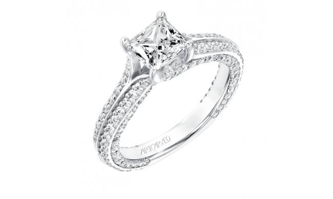 Artcarved Bridal Mounted with CZ Center Contemporary Twist Diamond Engagement Ring Theodora 14K White Gold - 31-V713ECW-E.00