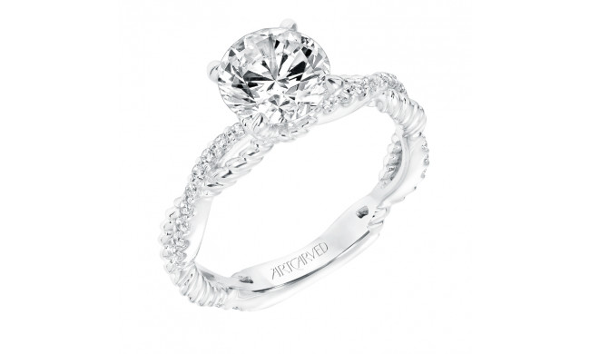 Artcarved Bridal Mounted with CZ Center Contemporary Twist Diamond Engagement Ring Rhea 14K White Gold - 31-V697GRW-E.00