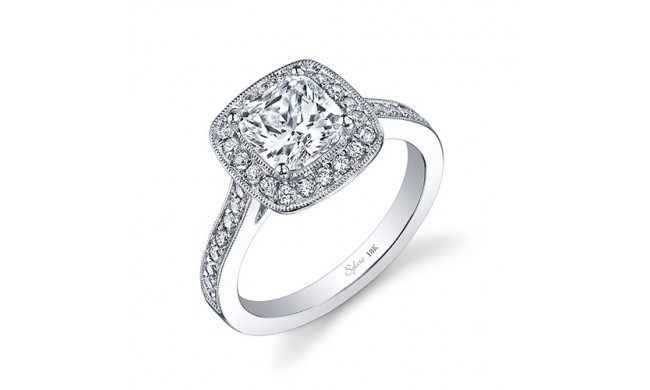 0.42tw Semi-Mount Engagement Ring With 6.5X6.5 Cushion Head