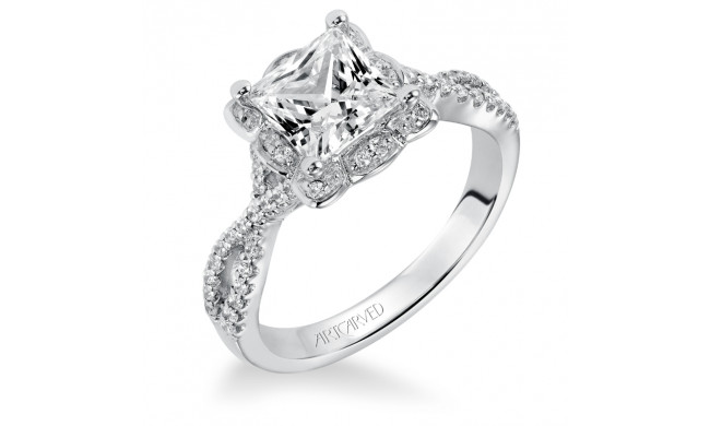 Artcarved Bridal Mounted with CZ Center Contemporary Floral Diamond Engagement Ring Leslie 14K White Gold - 31-V339GCW-E.00