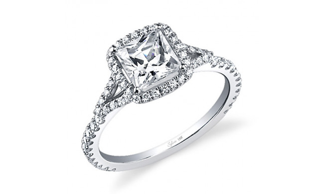 0.39tw Semi-Mount Engagement Ring With 1ct Princess Head