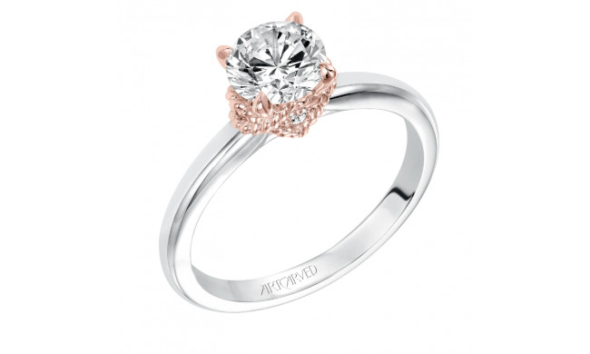 Artcarved Bridal Semi-Mounted with Side Stones Contemporary Rope Solitaire Engagement Ring Clarice 14K White Gold Primary & 14K Rose Gold - 31-V584ERR-E.01
