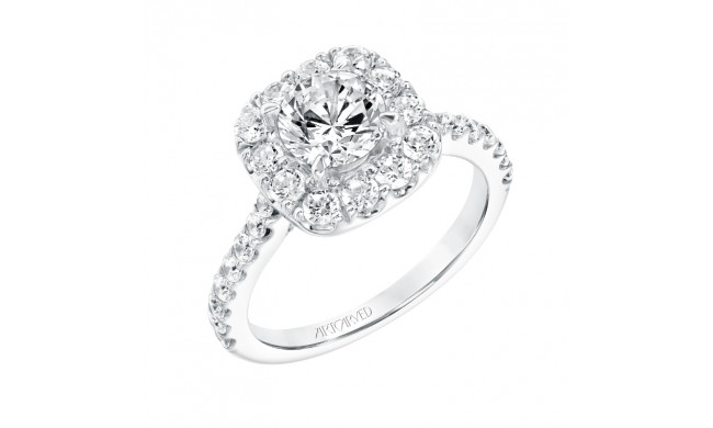Artcarved Bridal Semi-Mounted with Side Stones Classic Halo Engagement Ring Frances 14K White Gold - 31-V734ERW-E.01