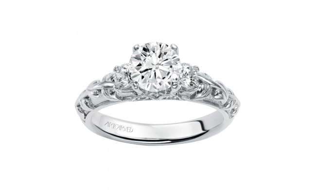 Artcarved Bridal Mounted with CZ Center Vintage 3-Stone Engagement Ring Avery 14K White Gold - 31-V287ERW-E.00