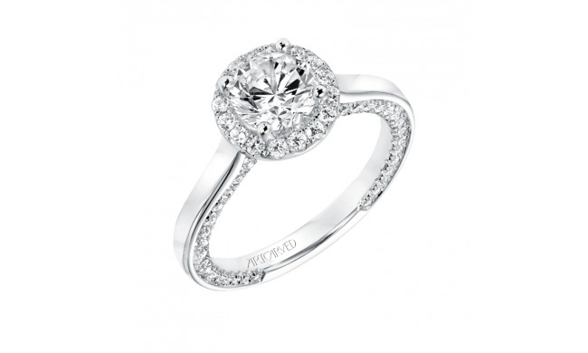Artcarved Bridal Semi-Mounted with Side Stones Contemporary Twist Halo Engagement Ring Leilani 14K White Gold - 31-V710ERW-E.01