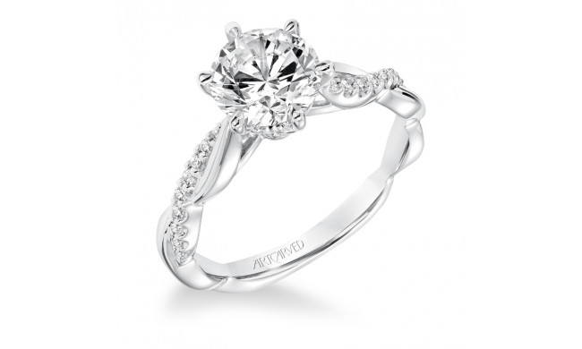 Artcarved Bridal Mounted with CZ Center Contemporary Twist Engagement Ring Marnie 14K White Gold - 31-V659GRW-E.00