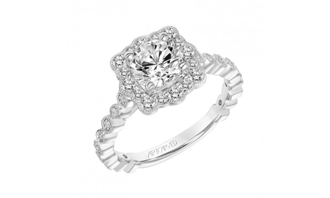 Artcarved Bridal Mounted with CZ Center Vintage Vintage Halo Engagement Ring Lilith 14K White Gold - 31-V824ERW-E.00