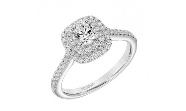 Artcarved Bridal Semi-Mounted with Side Stones Classic One Love Halo Engagement Ring Avril 18K White Gold - 31-V608BRW-E.05