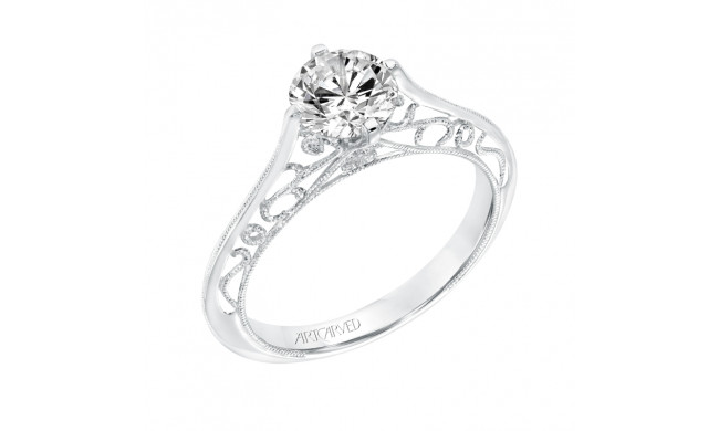 Artcarved Bridal Unmounted No Stones Vintage Filigree Solitaire Engagement Ring Laurette 14K White Gold - 31-V726ERW-E.01