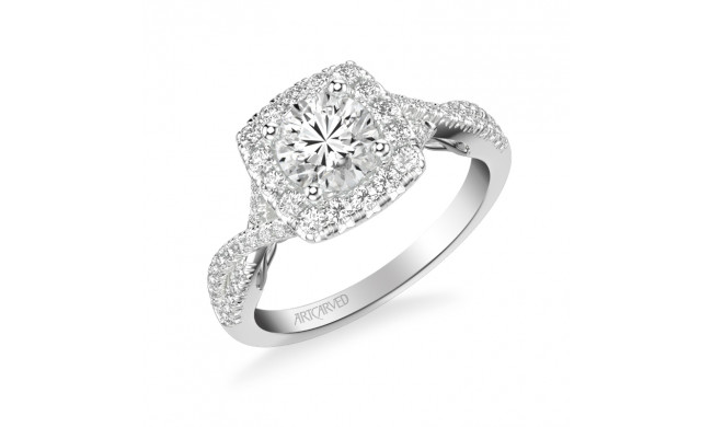 Artcarved Bridal Mounted with CZ Center Contemporary Lyric Halo Engagement Ring Shelby 14K White Gold - 31-V1013ERW-E.00