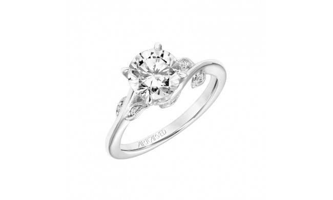 Artcarved Bridal Mounted with CZ Center Contemporary Floral Solitaire Engagement Ring Lilac 14K White Gold - 31-V783GRW-E.00