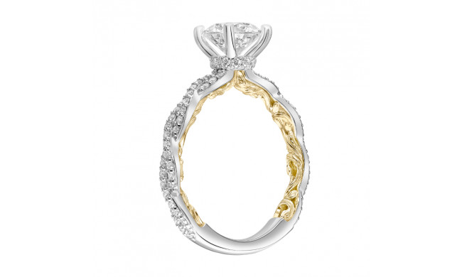 Artcarved Bridal Mounted with CZ Center Contemporary Lyric Engagement Ring Ione 18K White Gold Primary & 18K Yellow Gold - 31-V921GRWY-E.02
