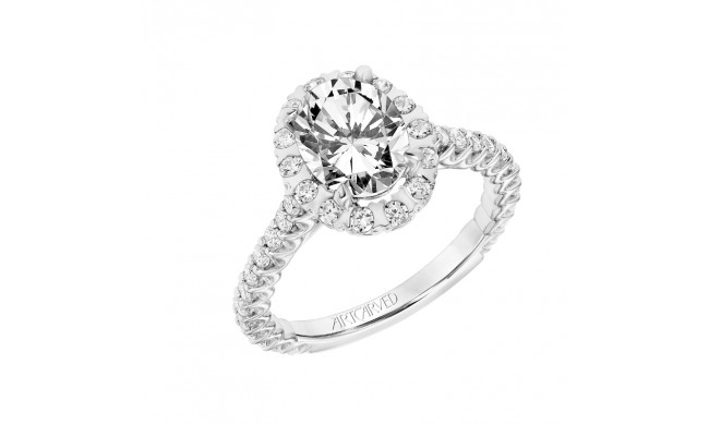 Artcarved Bridal Semi-Mounted with Side Stones Classic Halo Engagement Ring Clementine 18K White Gold - 31-V808GVW-E.03