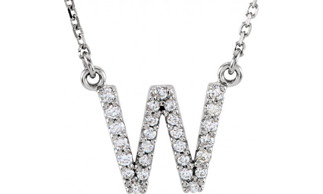 14K White Initial W 1/8 CTW Diamond 16 Necklace - 67311122P