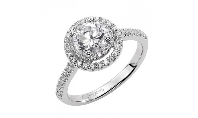 Artcarved Bridal Semi-Mounted with Side Stones Classic Halo Engagement Ring Sandy 14K White Gold - 31-V380ERW-E.01