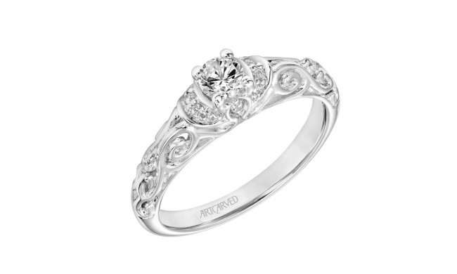 Artcarved Bridal Semi-Mounted with Side Stones Vintage Engagement Ring Peyton 18K White Gold - 31-V284ARW-E.07