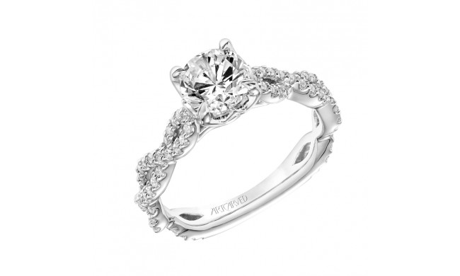 Artcarved Bridal Semi-Mounted with Side Stones Contemporary Floral Twist Engagement Ring Sweetpea 18K White Gold - 31-V841ERW-E.03