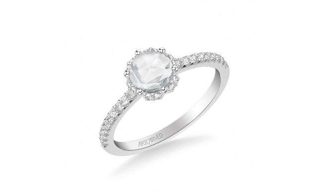 Artcarved Bridal Mounted Mined Live Center Classic Rose Goldcut Halo Engagement Ring Paula 18K White Gold - 31-V989CRW-E.01