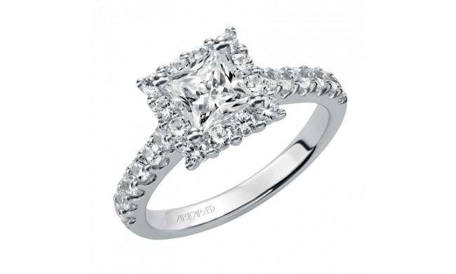 Artcarved Bridal Semi-Mounted with Side Stones Classic Halo Engagement Ring Yolanda 14K White Gold - 31-V438ECW-E.01