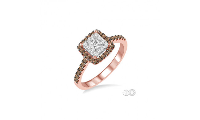 Ashi 14k Rose Gold Champagne  Diamond LoveBright Engagement Ring
