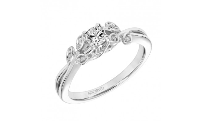 Artcarved Bridal Semi-Mounted with Side Stones Contemporary Floral Engagement Ring Corinne 14K White Gold - 31-V317XRW-E.04