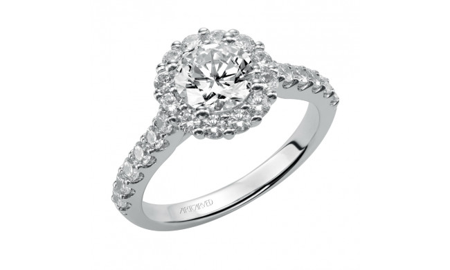 Artcarved Bridal Semi-Mounted with Side Stones Classic Halo Engagement Ring Yolanda 14K White Gold - 31-V438ERW-E.01