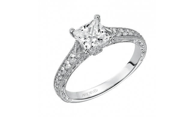 Artcarved Bridal Mounted with CZ Center Vintage Engagement Ring Ruth 14K White Gold - 31-V437ECW-E.00