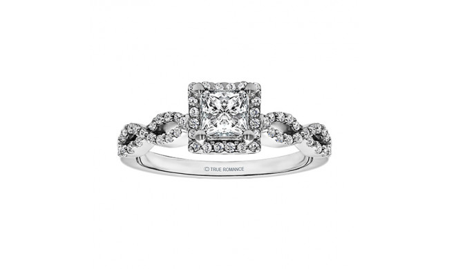 True Romance 14k White Gold 0.33ct Diamond Halo Semi Mount Engagement Ring
