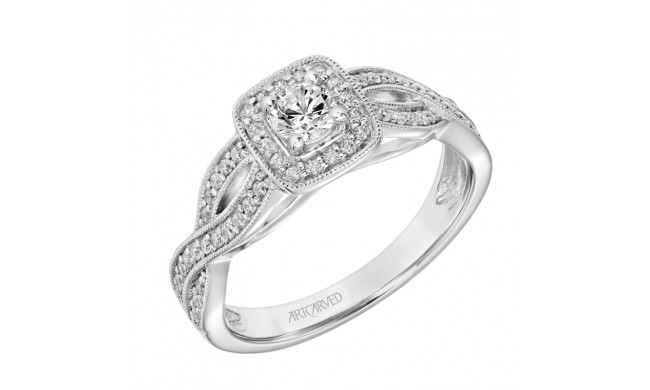 Artcarved Bridal Mounted Mined Live Center Vintage One Love Engagement Ring Lizbeth 18K White Gold - 31-V507ARW-E.01