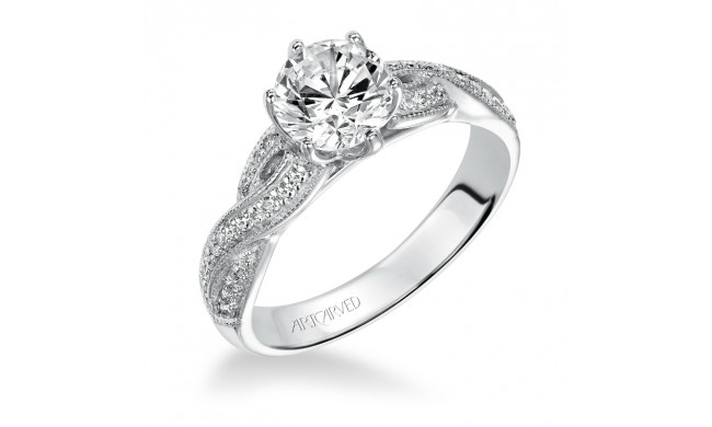 Artcarved Bridal Semi-Mounted with Side Stones Contemporary Twist Diamond Engagement Ring Calla 14K White Gold - 31-V200ERW-E.01