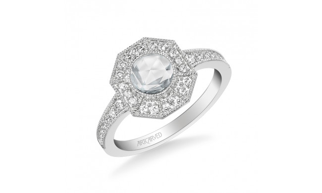 Artcarved Bridal Mounted Mined Live Center Vintage Rose Goldcut Halo Engagement Ring 18K White Gold - 31-V984CRW-E.01