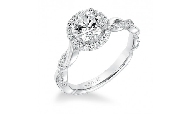 Artcarved Bridal Mounted with CZ Center Contemporary Twist Halo Engagement Ring Kinsley 14K White Gold - 31-V657ERW-E.00
