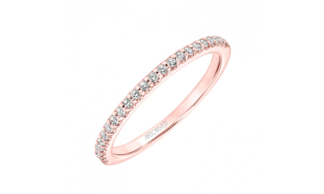 Artcarved Bridal Mounted with Side Stones Contemporary Halo Diamond Wedding Band Dominique 18K Rose Gold - 31-V885R-L.01