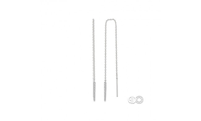 Ashi 10k White Gold Tapered Thread Diamond Earrings