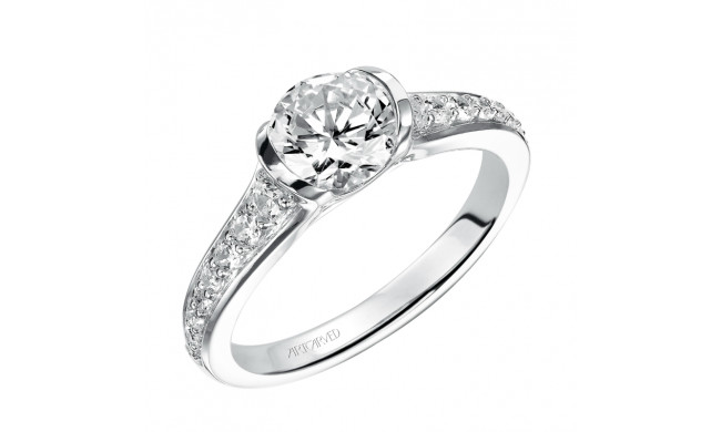 Artcarved Bridal Semi-Mounted with Side Stones Contemporary Bezel Diamond Engagement Ring Brynn 14K White Gold - 31-V386ERW-E.01