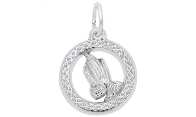 Rembrandt Sterling Silver Praying Hands In Circle Charm