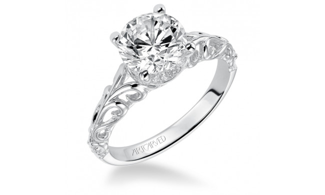 Artcarved Bridal Semi-Mounted with Side Stones Vintage Engagement Ring Tisha 14K White Gold - 31-V532HRW-E.01