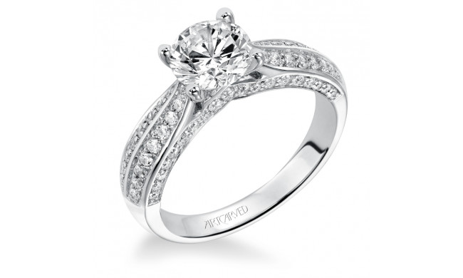Artcarved Bridal Mounted with CZ Center Contemporary Engagement Ring Kelsie 14K White Gold - 31-V370FRW-E.00
