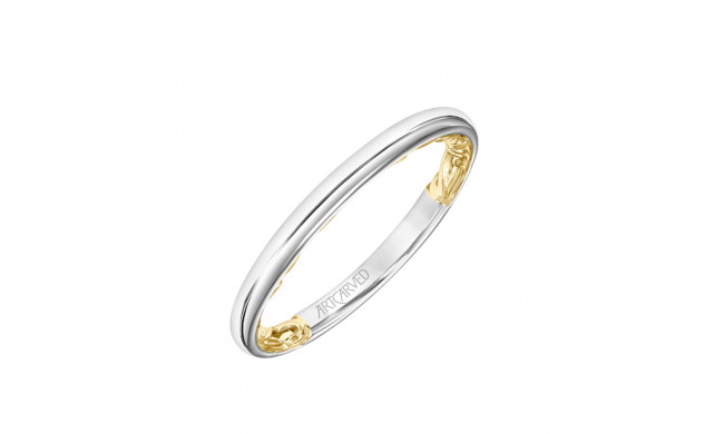 Artcarved Bridal Band No Stones Classic Lyric Wedding Band Aileen 14K White Gold Primary & 14K Yellow Gold - 31-V915WY-L.00