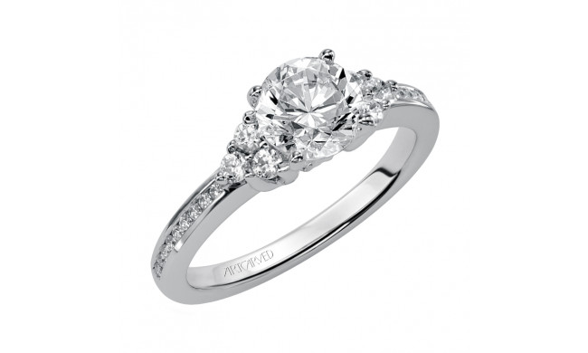 Artcarved Bridal Mounted with CZ Center Classic Diamond 3-Stone Engagement Ring Kayla 14K White Gold - 31-V216ERW-E.03