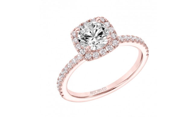 Artcarved Bridal Semi-Mounted with Side Stones Classic Halo Engagement Ring Molly 14K Rose Gold - 31-V866ERR-E.01