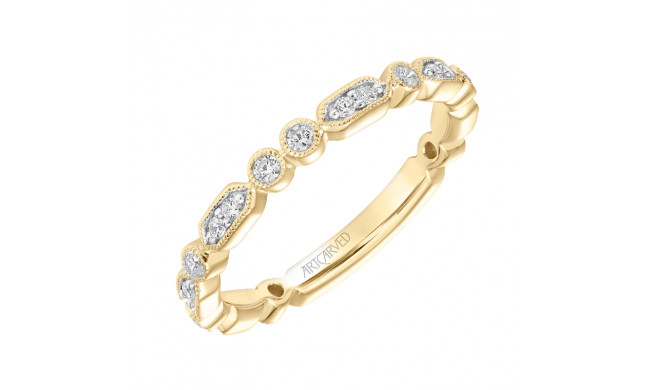 Artcarved Bridal Mounted with Side Stones Vintage Milgrain Diamond Wedding Band Beatrice 14K Yellow Gold - 31-V822Y-L.00