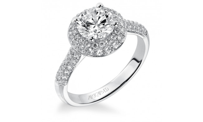 Artcarved Bridal Semi-Mounted with Side Stones Classic Pave Halo Engagement Ring Betsy 14K White Gold - 31-V378FRW-E.01