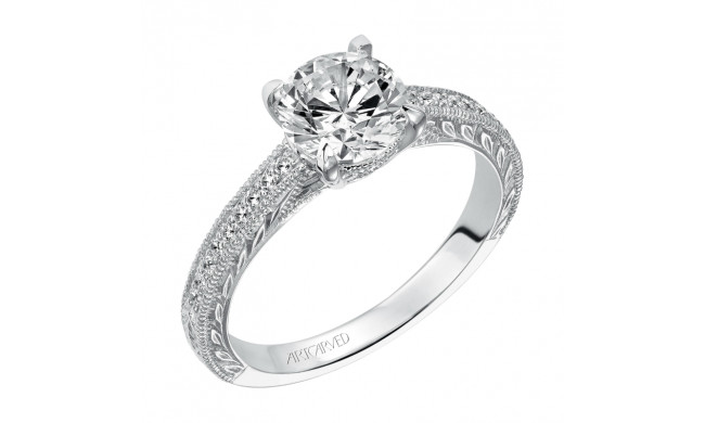 Artcarved Bridal Mounted with CZ Center Vintage Engraved Diamond Engagement Ring Antonia 14K White Gold - 31-V490FRW-E.00