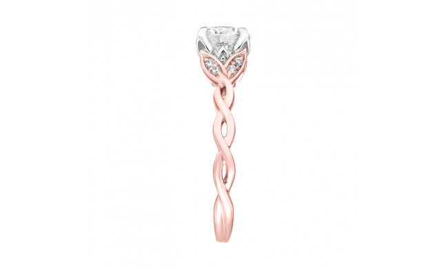 Artcarved Bridal Mounted with CZ Center Contemporary Floral Solitaire Engagement Ring Cherie 18K Rose Gold Primary & White Gold - 31-V773ERRW-E.02