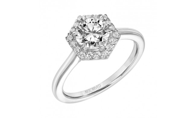 Artcarved Bridal Semi-Mounted with Side Stones Classic Halo Engagement Ring Maya 14K White Gold - 31-V849ERW-E.01
