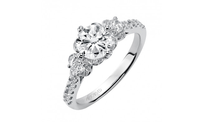 Artcarved Bridal Semi-Mounted with Side Stones Contemporary 3-Stone Engagement Ring Cindy 14K White Gold - 31-V336ERW-E.01