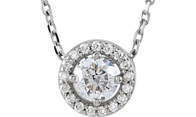 14K White 1/4 CTW Diamond Halo-Style 16 Necklace - 85916101P
