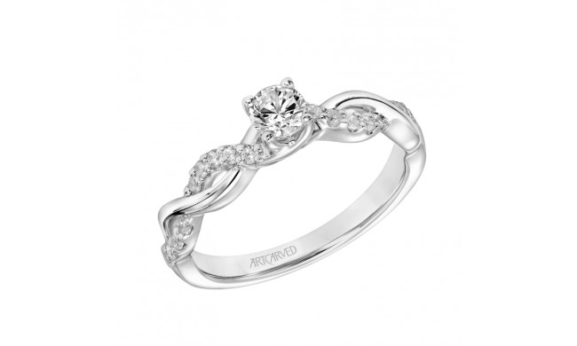 Artcarved Bridal Semi-Mounted with Side Stones Contemporary One Love Engagement Ring Gabriella 14K White Gold - 31-V319XRW-E.04